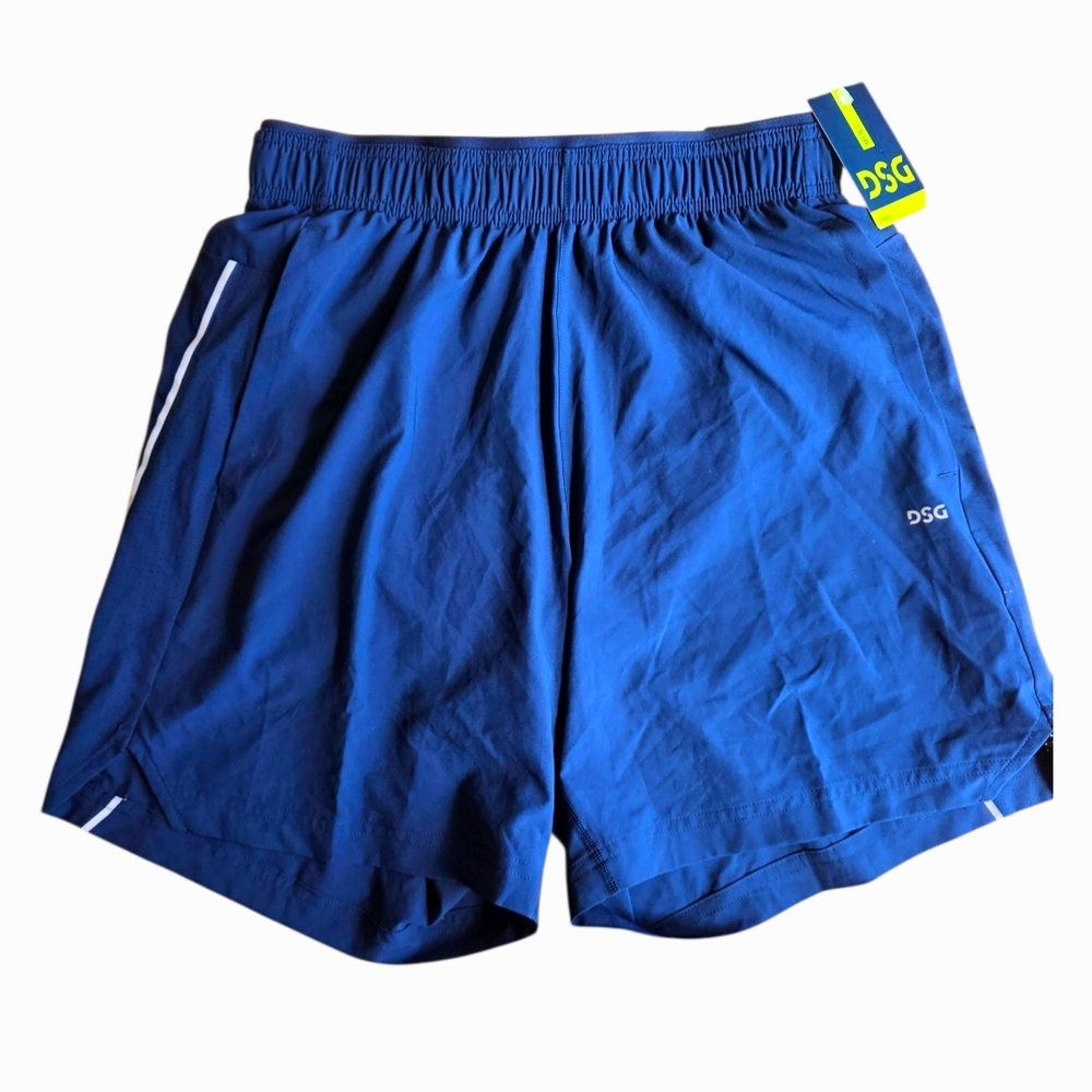 DSG Stride Run Shorts Men Size Small 7" Navy Athletic Built In Brief Reflective